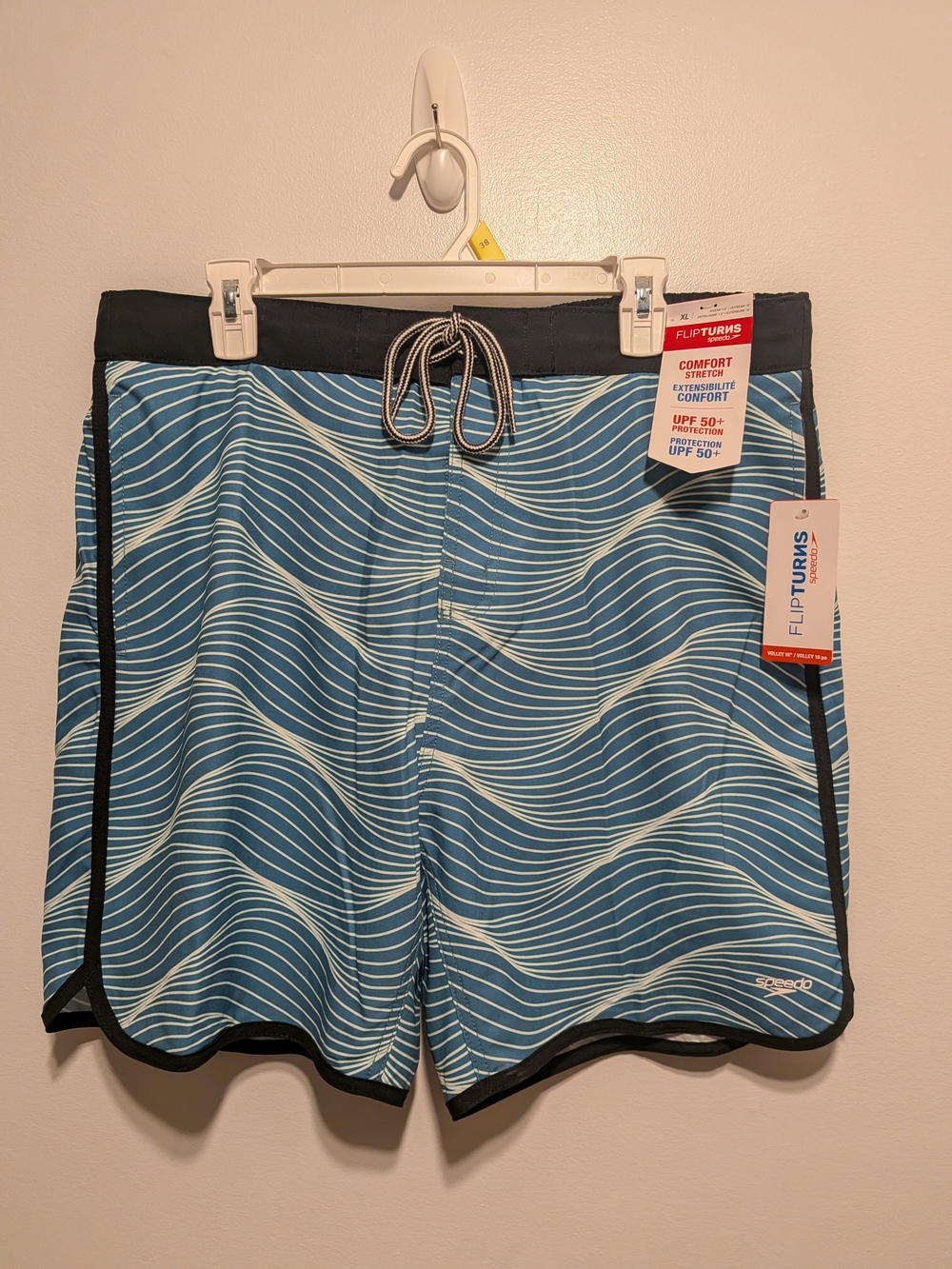 Speedo Men’s Blue and White Wave Swim Board Shorts